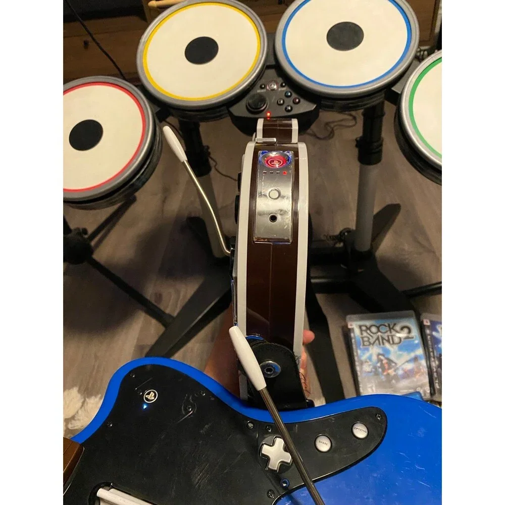 PlayStation Rock Band 4 Band Bundle Guitar Drums 4 Games Dongles Mic PS3 PS4 PS5